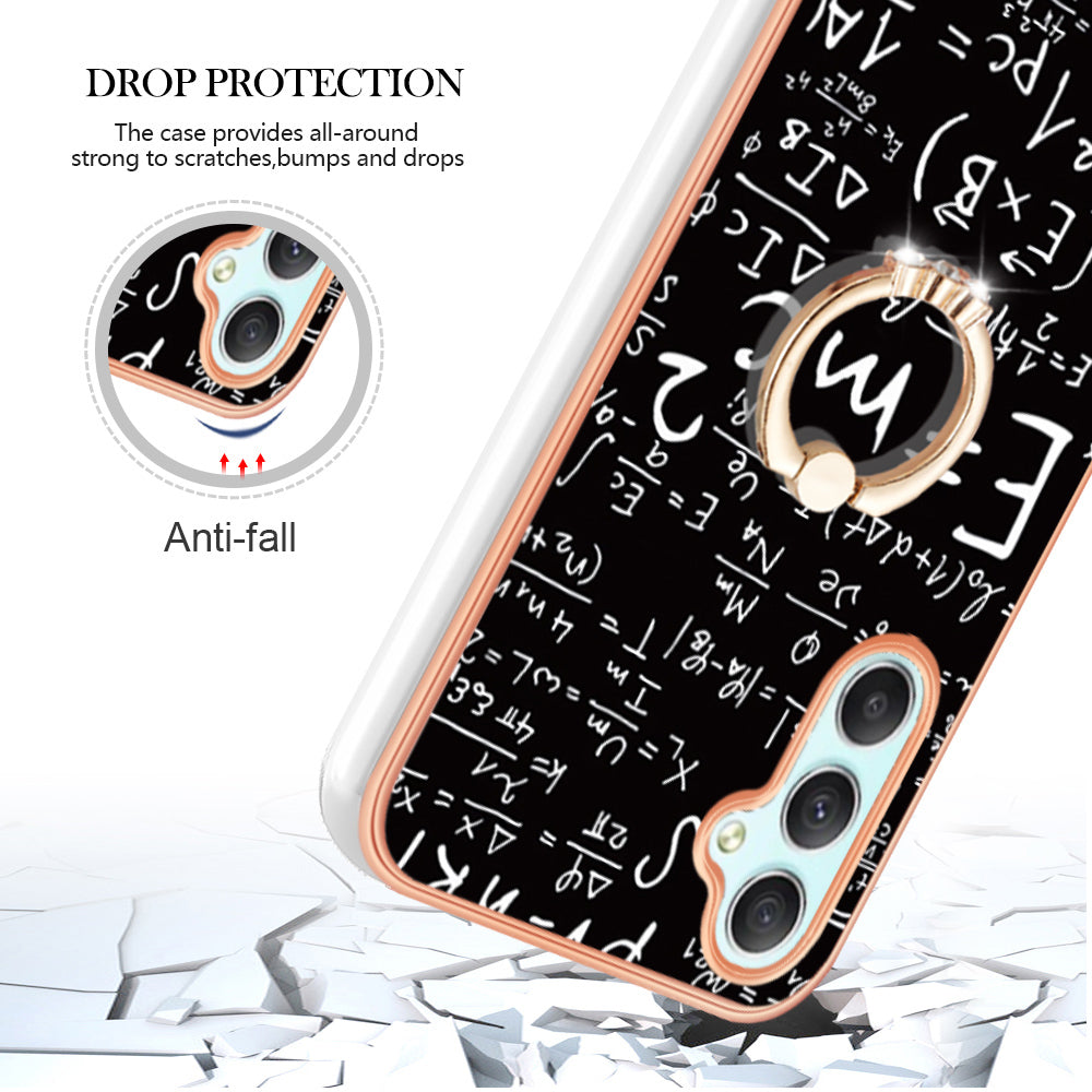 YB IMD Series-20 Style D for Samsung Galaxy A25 5G / A24 4G Kickstand Phone Case IMD Pattern Electroplating 2.0mm TPU Cover