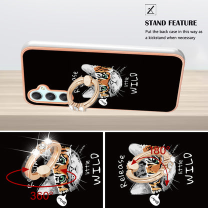 YB IMD Series-20 Style D for Samsung Galaxy A25 5G / A24 4G Kickstand Phone Case IMD Pattern Electroplating 2.0mm TPU Cover