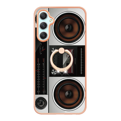 YB IMD Series-20 Style D for Samsung Galaxy A25 5G / A24 4G Kickstand Phone Case IMD Pattern Electroplating 2.0mm TPU Cover
