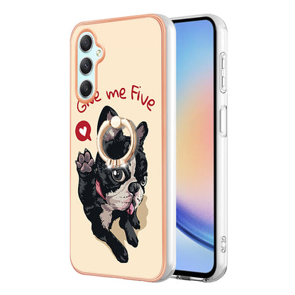 YB IMD Series-20 Style D for Samsung Galaxy A25 5G / A24 4G Kickstand Phone Case IMD Pattern Electroplating 2.0mm TPU Cover
