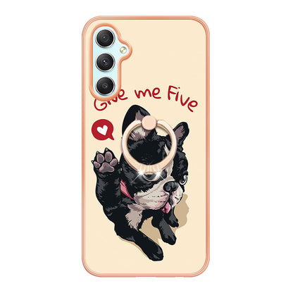 YB IMD Series-20 Style D for Samsung Galaxy A25 5G / A24 4G Kickstand Phone Case IMD Pattern Electroplating 2.0mm TPU Cover