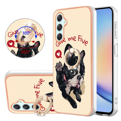 YB IMD Series-20 Style D for Samsung Galaxy A25 5G / A24 4G Kickstand Phone Case IMD Pattern Electroplating 2.0mm TPU Cover