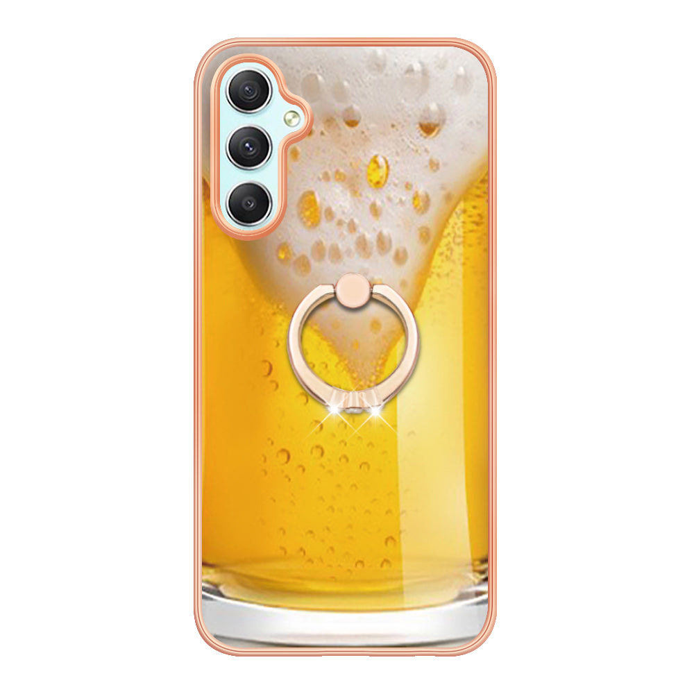 YB IMD Series-20 Style D for Samsung Galaxy A25 5G / A24 4G Kickstand Phone Case IMD Pattern Electroplating 2.0mm TPU Cover