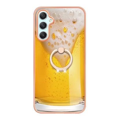 YB IMD Series-20 Style D for Samsung Galaxy A25 5G / A24 4G Kickstand Phone Case IMD Pattern Electroplating 2.0mm TPU Cover