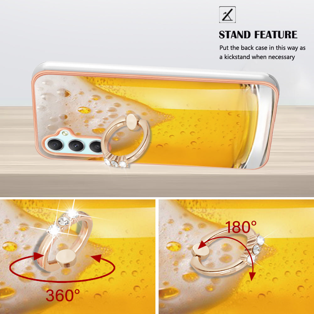 YB IMD Series-20 Style D for Samsung Galaxy A25 5G / A24 4G Kickstand Phone Case IMD Pattern Electroplating 2.0mm TPU Cover