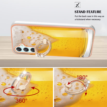 YB IMD Series-20 Style D for Samsung Galaxy A25 5G / A24 4G Kickstand Phone Case IMD Pattern Electroplating 2.0mm TPU Cover