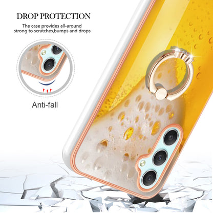 YB IMD Series-20 Style D for Samsung Galaxy A25 5G / A24 4G Kickstand Phone Case IMD Pattern Electroplating 2.0mm TPU Cover