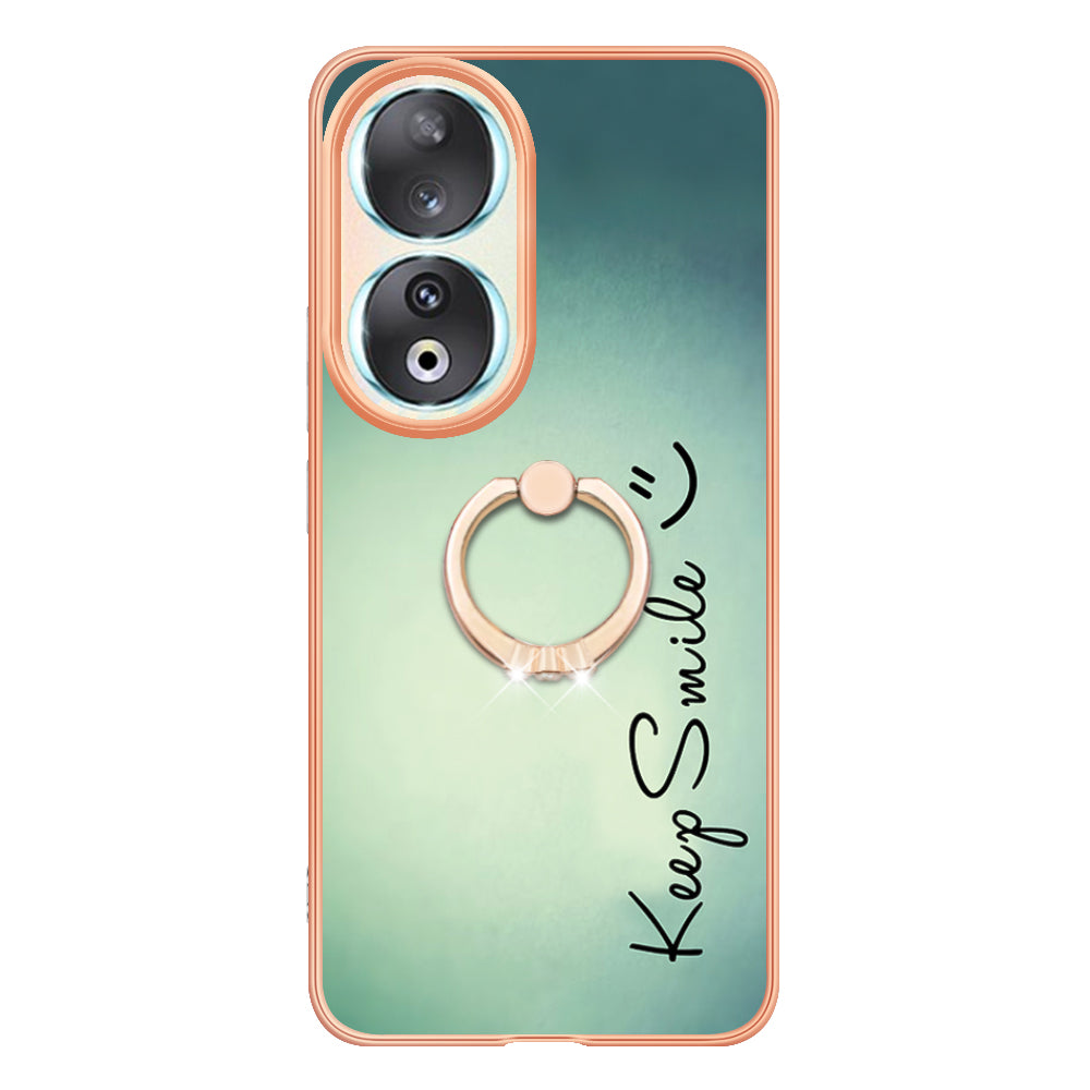 YB IMD Series-20 Style D TPU Case for Honor 90 , IMD Pattern 2.0mm Electroplating Phone Kickstand Cover
