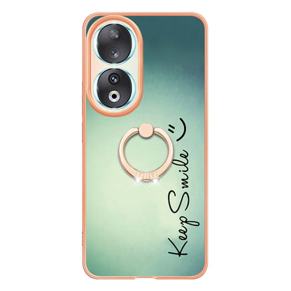 YB IMD Series-20 Style D TPU Case for Honor 90 , IMD Pattern 2.0mm Electroplating Phone Kickstand Cover