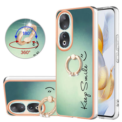 YB IMD Series-20 Style D TPU Case for Honor 90 , IMD Pattern 2.0mm Electroplating Phone Kickstand Cover