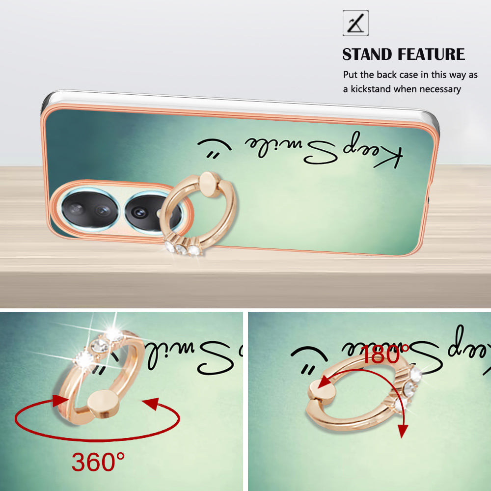 YB IMD Series-20 Style D TPU Case for Honor 90 , IMD Pattern 2.0mm Electroplating Phone Kickstand Cover