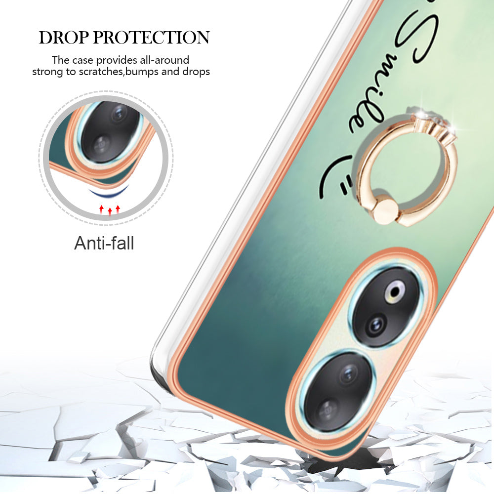 YB IMD Series-20 Style D TPU Case for Honor 90 , IMD Pattern 2.0mm Electroplating Phone Kickstand Cover