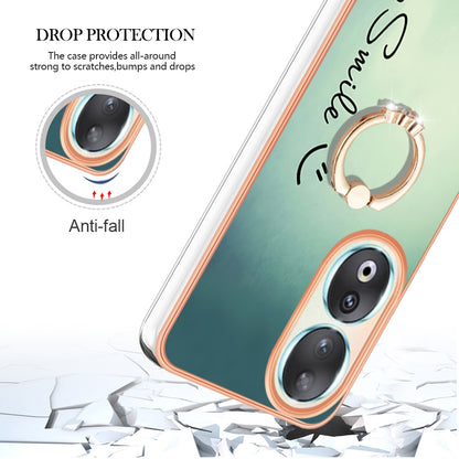 YB IMD Series-20 Style D TPU Case for Honor 90 , IMD Pattern 2.0mm Electroplating Phone Kickstand Cover