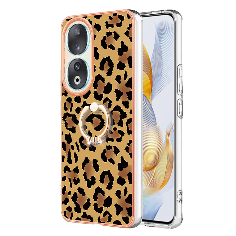 YB IMD Series-20 Style D TPU Case for Honor 90 , IMD Pattern 2.0mm Electroplating Phone Kickstand Cover