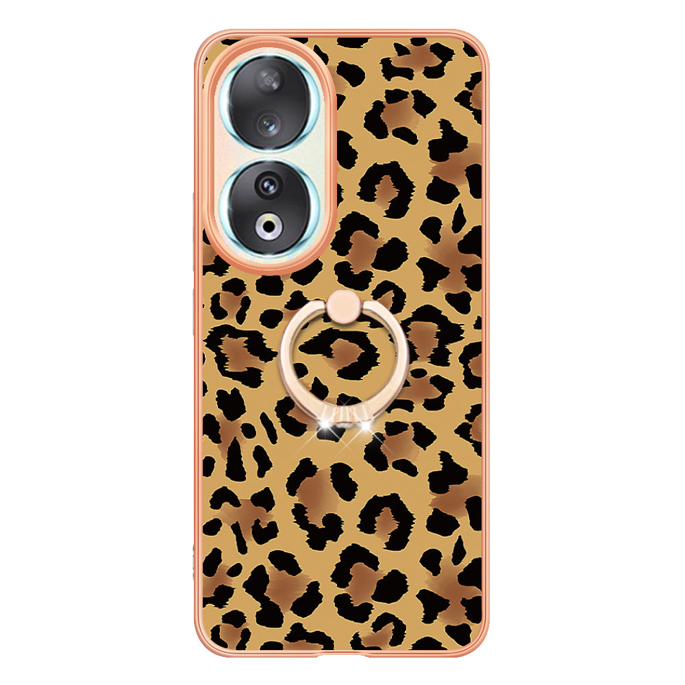 YB IMD Series-20 Style D TPU Case for Honor 90 , IMD Pattern 2.0mm Electroplating Phone Kickstand Cover