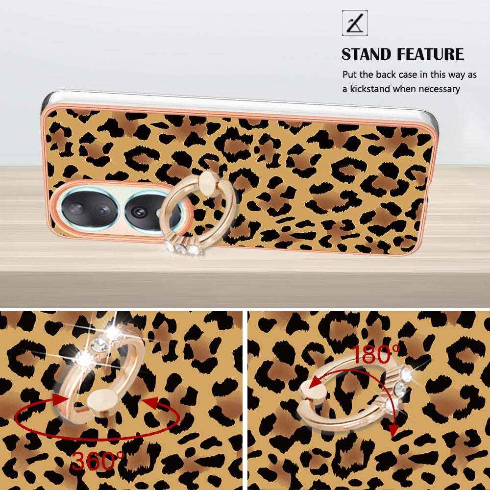 YB IMD Series-20 Style D TPU Case for Honor 90 , IMD Pattern 2.0mm Electroplating Phone Kickstand Cover
