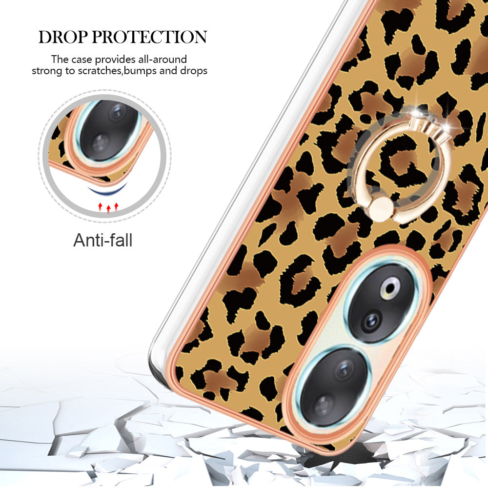 YB IMD Series-20 Style D TPU Case for Honor 90 , IMD Pattern 2.0mm Electroplating Phone Kickstand Cover