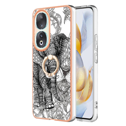 YB IMD Series-20 Style D TPU Case for Honor 90 , IMD Pattern 2.0mm Electroplating Phone Kickstand Cover