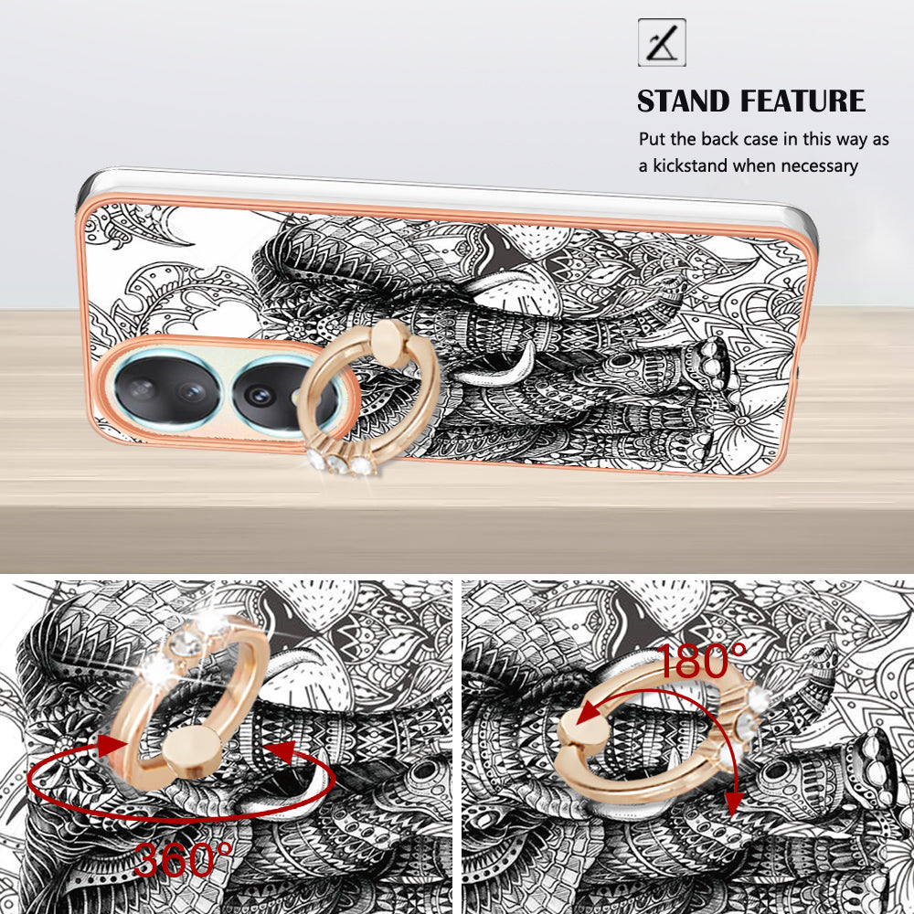 YB IMD Series-20 Style D TPU Case for Honor 90 , IMD Pattern 2.0mm Electroplating Phone Kickstand Cover