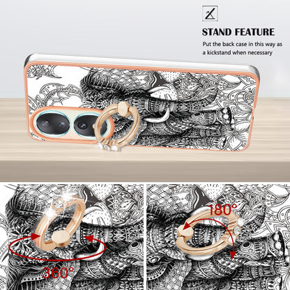 YB IMD Series-20 Style D TPU Case for Honor 90 , IMD Pattern 2.0mm Electroplating Phone Kickstand Cover