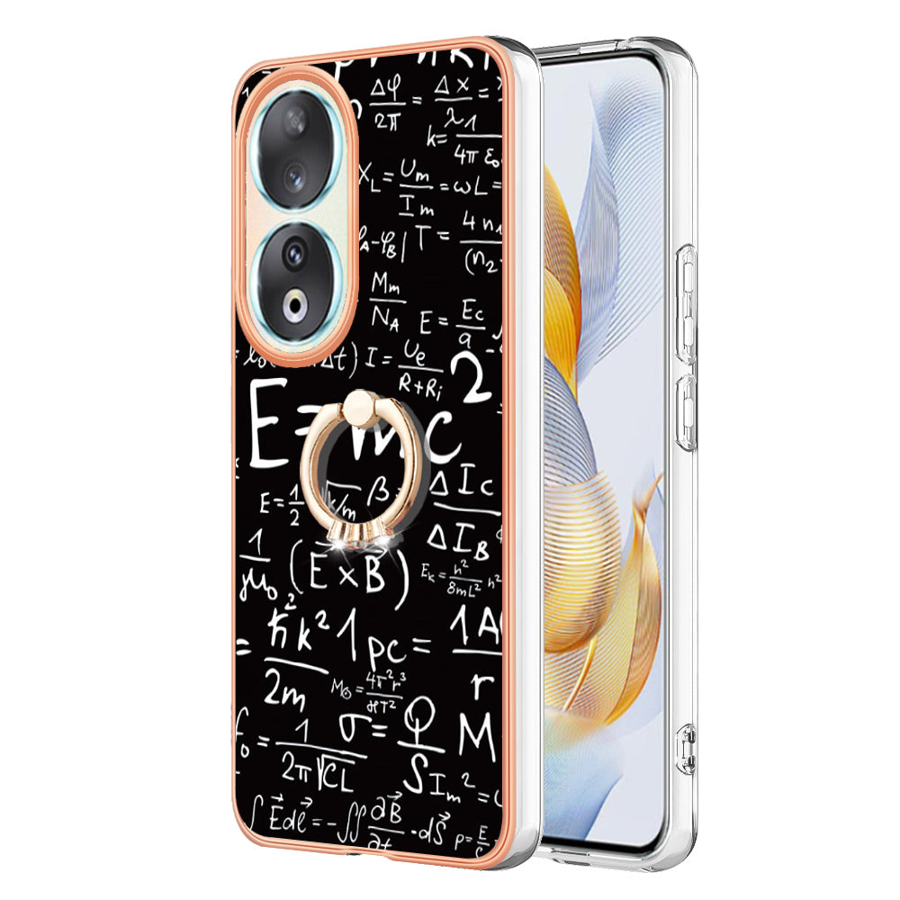 YB IMD Series-20 Style D TPU Case for Honor 90 , IMD Pattern 2.0mm Electroplating Phone Kickstand Cover