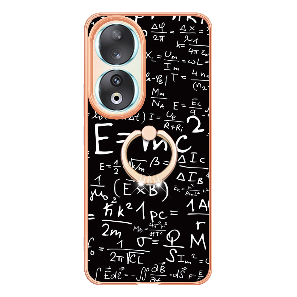 YB IMD Series-20 Style D TPU Case for Honor 90 , IMD Pattern 2.0mm Electroplating Phone Kickstand Cover