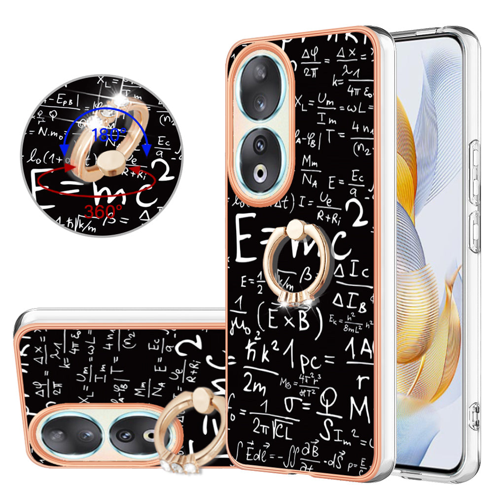 YB IMD Series-20 Style D TPU Case for Honor 90 , IMD Pattern 2.0mm Electroplating Phone Kickstand Cover