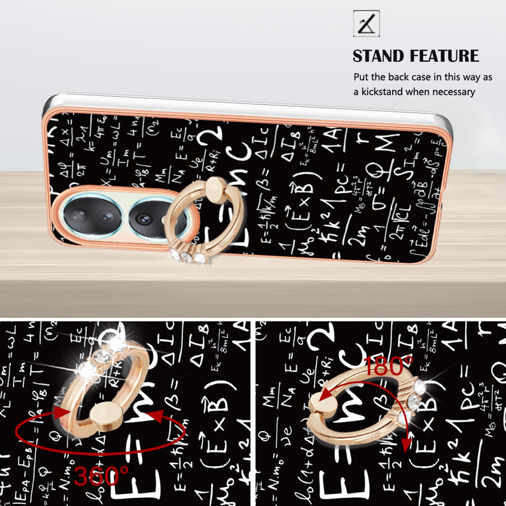 YB IMD Series-20 Style D TPU Case for Honor 90 , IMD Pattern 2.0mm Electroplating Phone Kickstand Cover