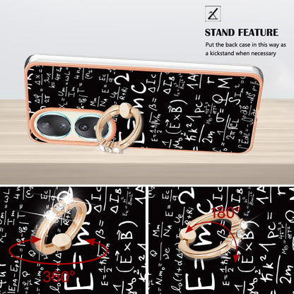 YB IMD Series-20 Style D TPU Case for Honor 90 , IMD Pattern 2.0mm Electroplating Phone Kickstand Cover