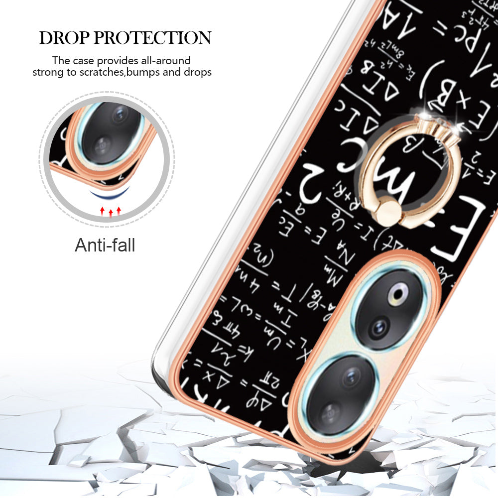 YB IMD Series-20 Style D TPU Case for Honor 90 , IMD Pattern 2.0mm Electroplating Phone Kickstand Cover