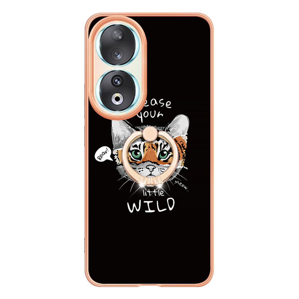YB IMD Series-20 Style D TPU Case for Honor 90 , IMD Pattern 2.0mm Electroplating Phone Kickstand Cover