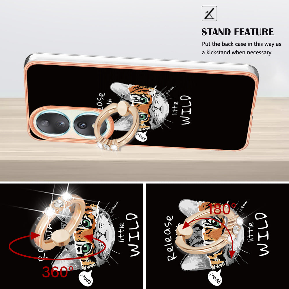 YB IMD Series-20 Style D TPU Case for Honor 90 , IMD Pattern 2.0mm Electroplating Phone Kickstand Cover