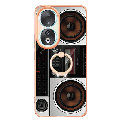 YB IMD Series-20 Style D TPU Case for Honor 90 , IMD Pattern 2.0mm Electroplating Phone Kickstand Cover