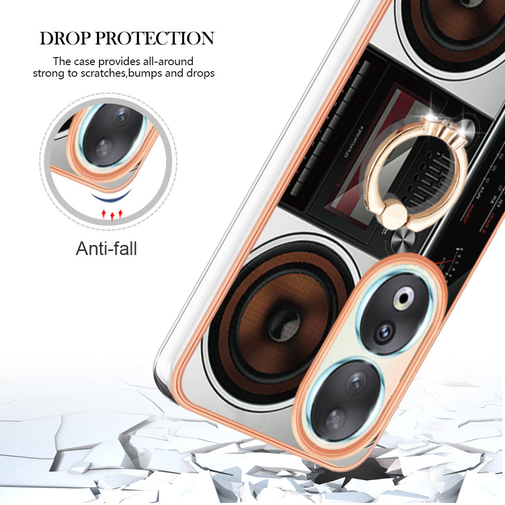 YB IMD Series-20 Style D TPU Case for Honor 90 , IMD Pattern 2.0mm Electroplating Phone Kickstand Cover