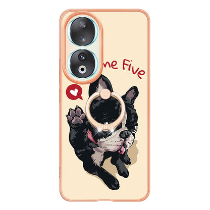 YB IMD Series-20 Style D TPU Case for Honor 90 , IMD Pattern 2.0mm Electroplating Phone Kickstand Cover
