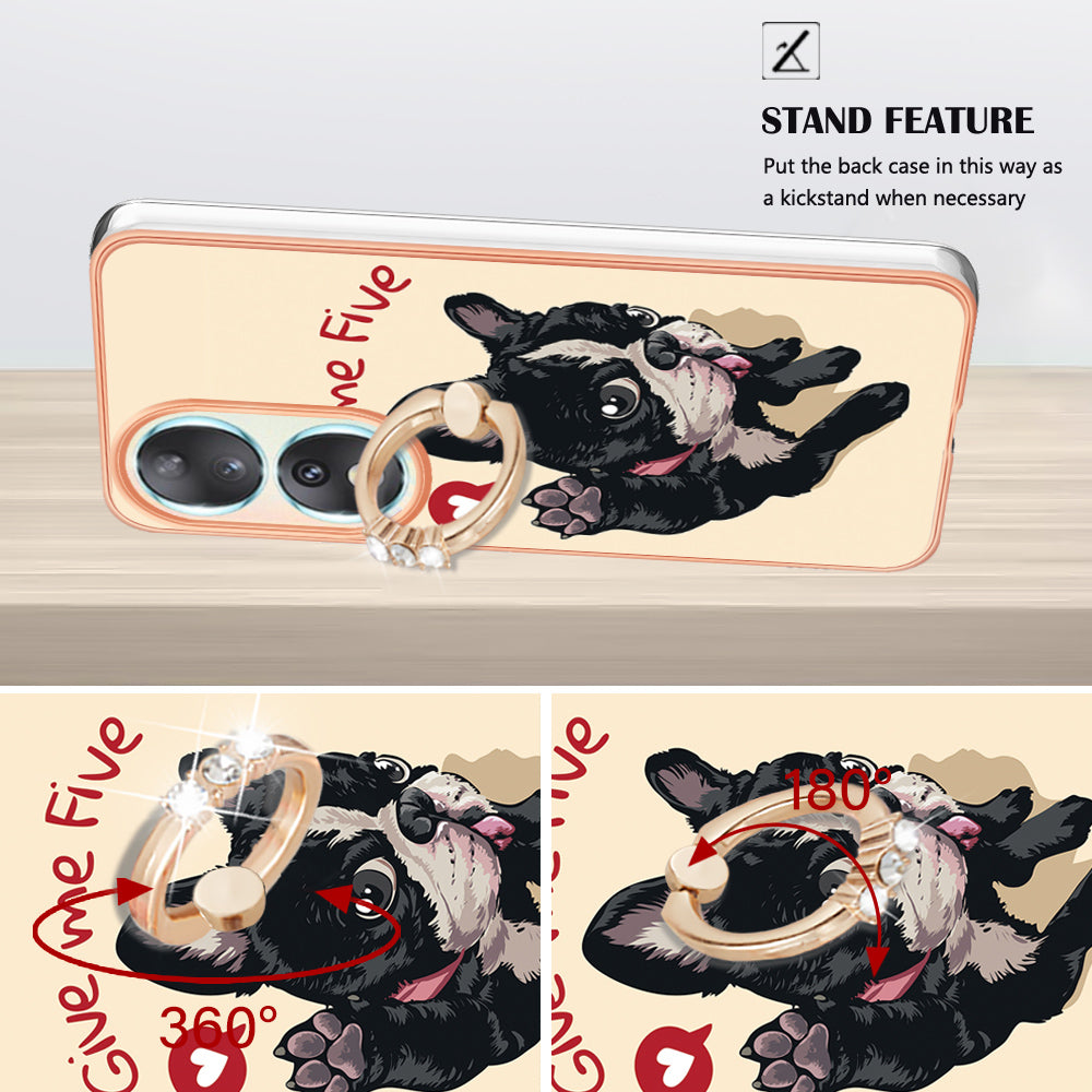 YB IMD Series-20 Style D TPU Case for Honor 90 , IMD Pattern 2.0mm Electroplating Phone Kickstand Cover