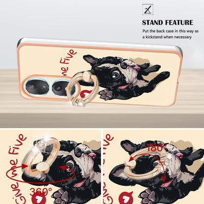 YB IMD Series-20 Style D TPU Case for Honor 90 , IMD Pattern 2.0mm Electroplating Phone Kickstand Cover