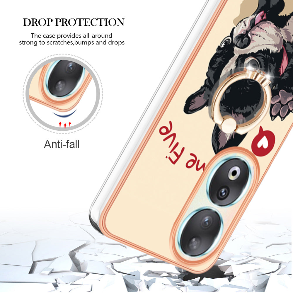 YB IMD Series-20 Style D TPU Case for Honor 90 , IMD Pattern 2.0mm Electroplating Phone Kickstand Cover