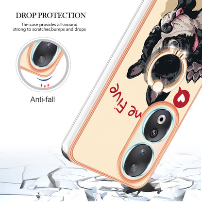 YB IMD Series-20 Style D TPU Case for Honor 90 , IMD Pattern 2.0mm Electroplating Phone Kickstand Cover