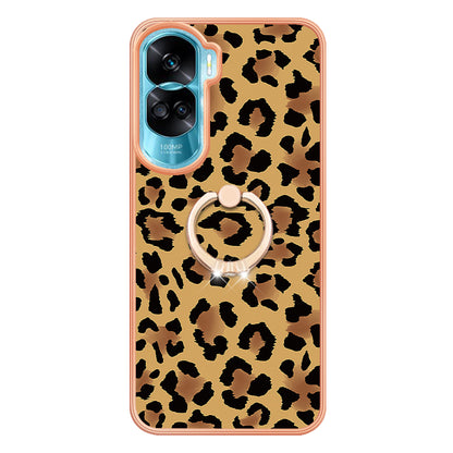 YB IMD Series-20 Style D TPU Phone Cover for Honor 90 Lite 5G , 2.0mm IMD Pattern Kickstand Electroplating Case