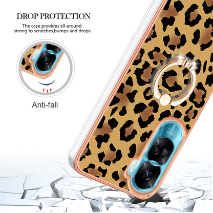 YB IMD Series-20 Style D TPU Phone Cover for Honor 90 Lite 5G , 2.0mm IMD Pattern Kickstand Electroplating Case