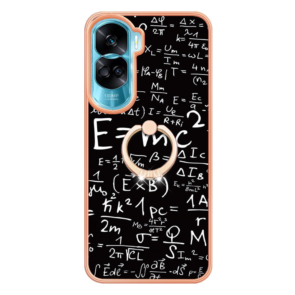 YB IMD Series-20 Style D TPU Phone Cover for Honor 90 Lite 5G , 2.0mm IMD Pattern Kickstand Electroplating Case