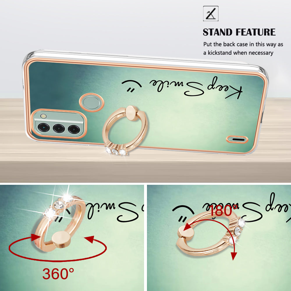 YB IMD Series-20 Style D IMD Pattern Phone Case for Nokia C31 4G , 2.0mm Electroplating Soft TPU Kickstand Cover