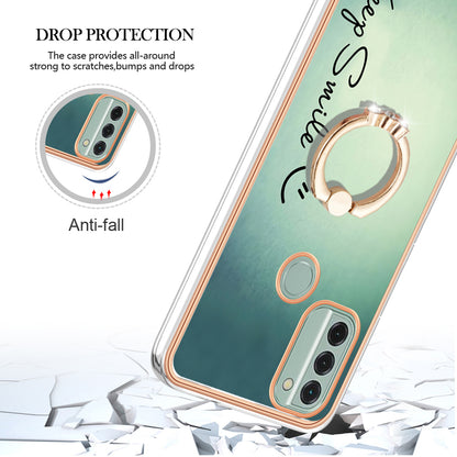 YB IMD Series-20 Style D IMD Pattern Phone Case for Nokia C31 4G , 2.0mm Electroplating Soft TPU Kickstand Cover