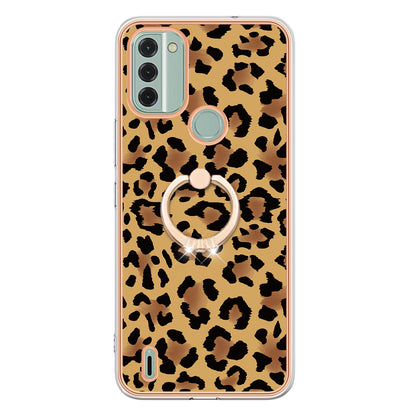 YB IMD Series-20 Style D IMD Pattern Phone Case for Nokia C31 4G , 2.0mm Electroplating Soft TPU Kickstand Cover