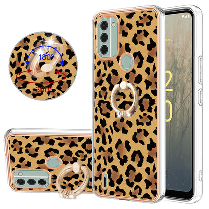 YB IMD Series-20 Style D IMD Pattern Phone Case for Nokia C31 4G , 2.0mm Electroplating Soft TPU Kickstand Cover
