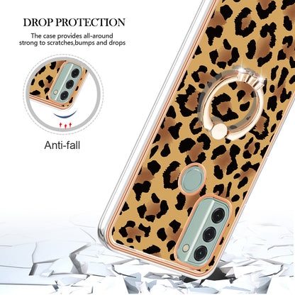 YB IMD Series-20 Style D IMD Pattern Phone Case for Nokia C31 4G , 2.0mm Electroplating Soft TPU Kickstand Cover