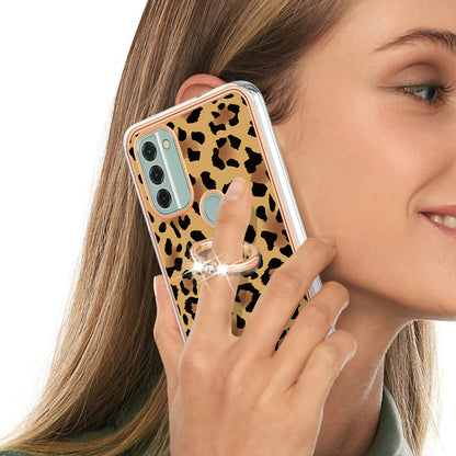 YB IMD Series-20 Style D IMD Pattern Phone Case for Nokia C31 4G , 2.0mm Electroplating Soft TPU Kickstand Cover