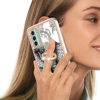 YB IMD Series-20 Style D IMD Pattern Phone Case for Nokia C31 4G , 2.0mm Electroplating Soft TPU Kickstand Cover