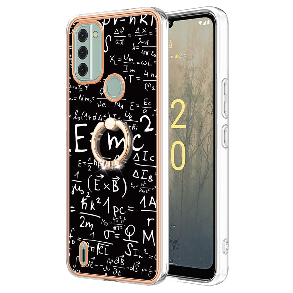 YB IMD Series-20 Style D IMD Pattern Phone Case for Nokia C31 4G , 2.0mm Electroplating Soft TPU Kickstand Cover